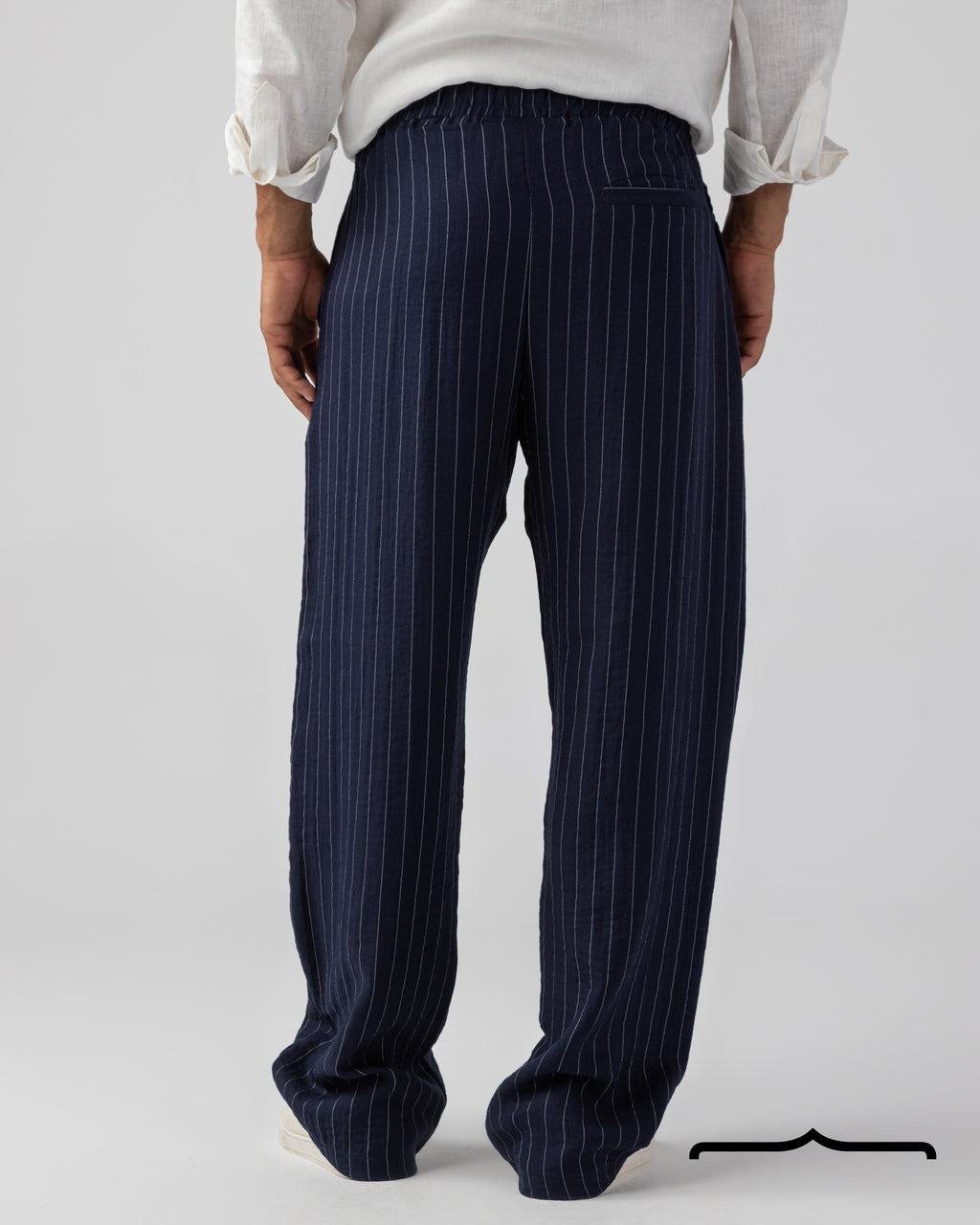 Linen striped Pants in Navy Blue