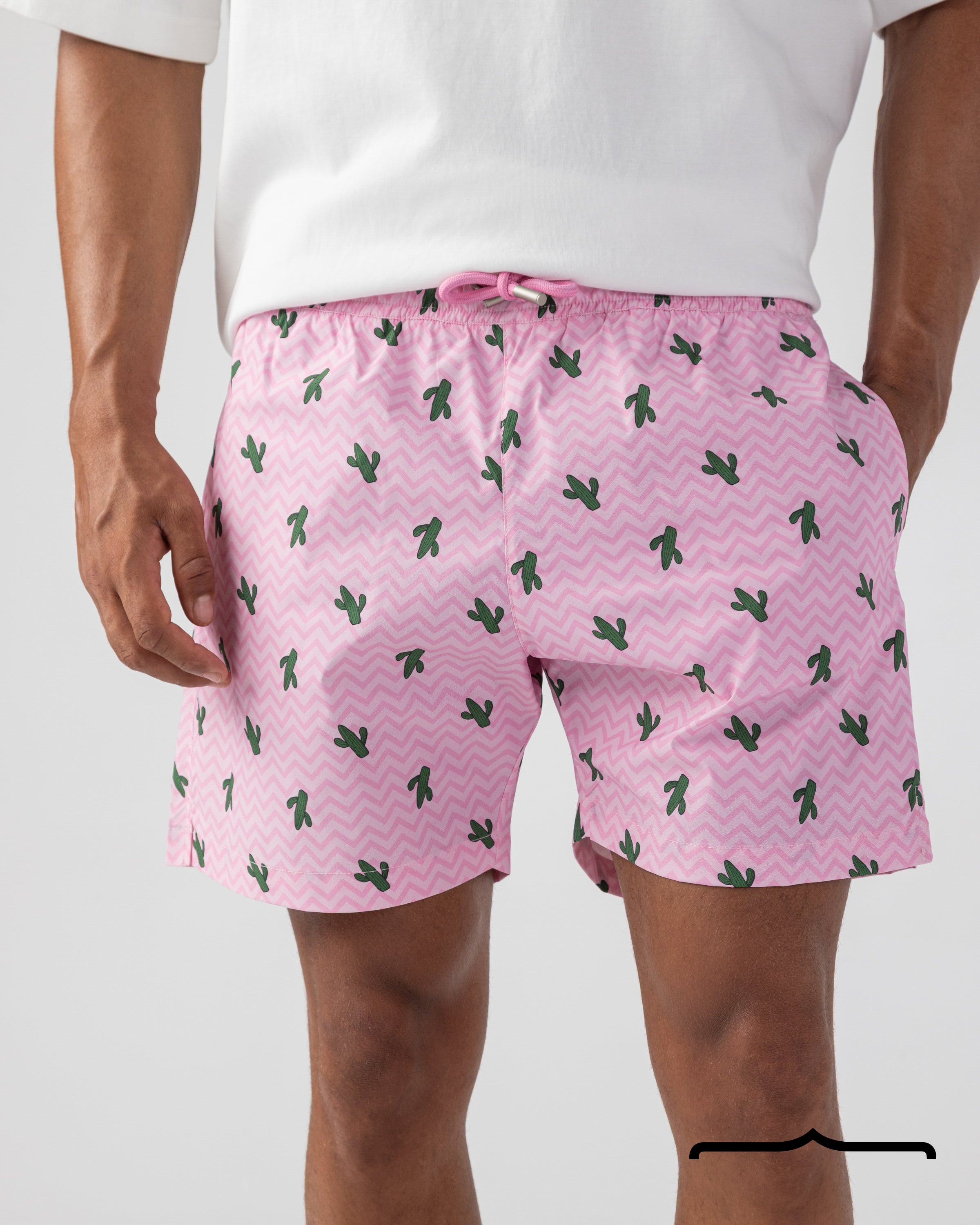 Cactus Swim Shorts in Pink