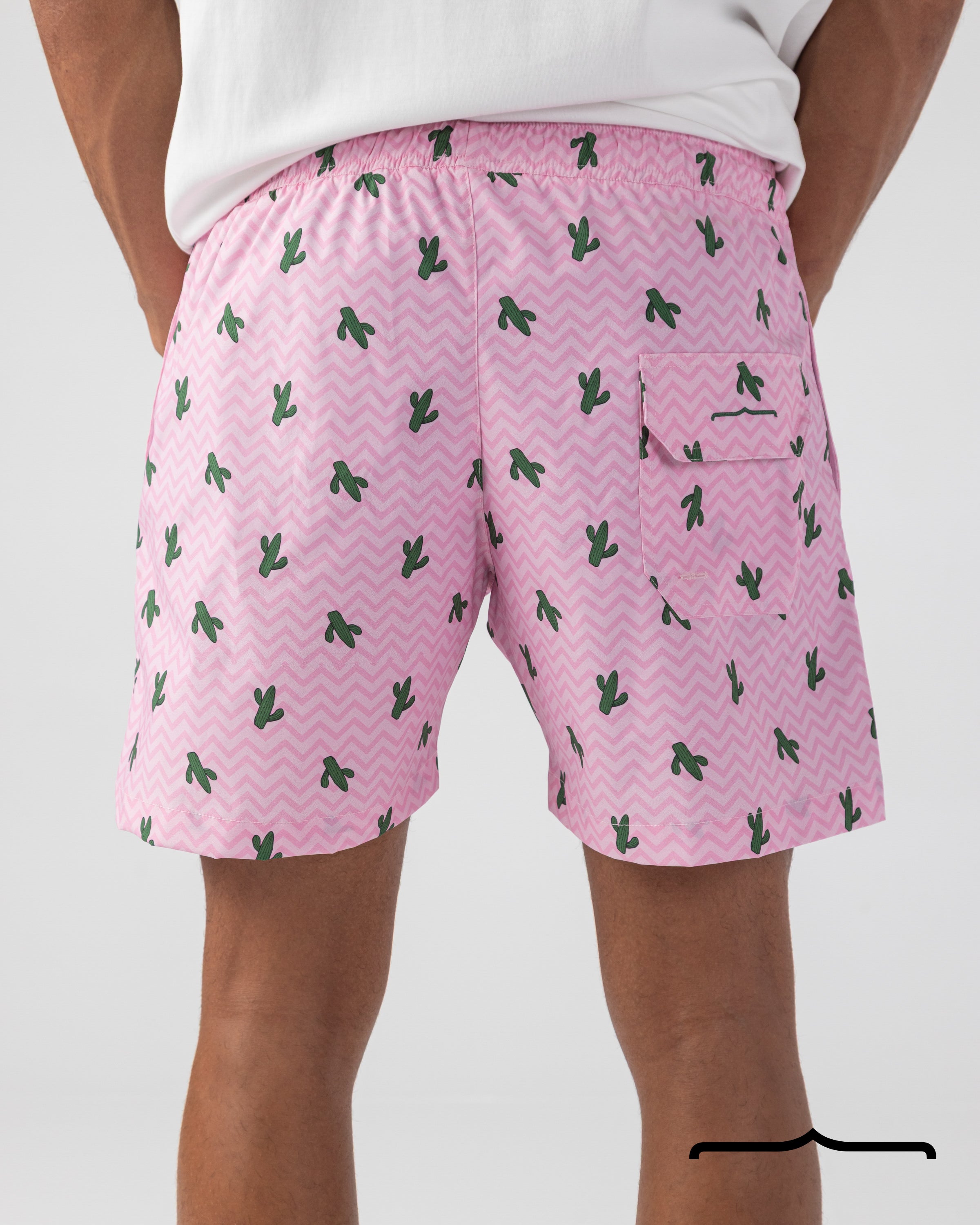 Cactus Swim Shorts in Pink
