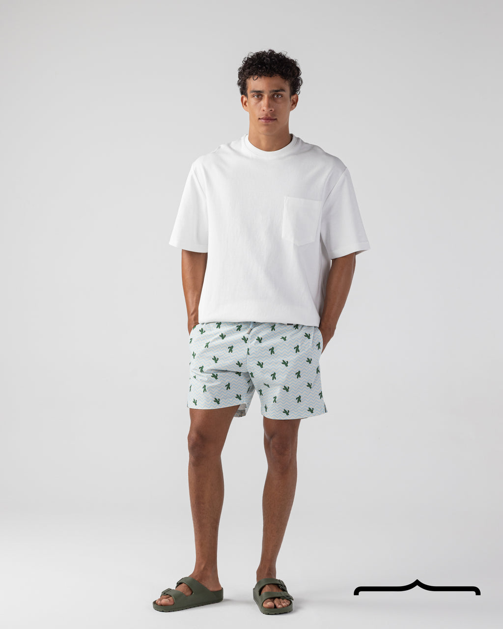 Cactus Swim Shorts in Butter Yellow x Baby Blue