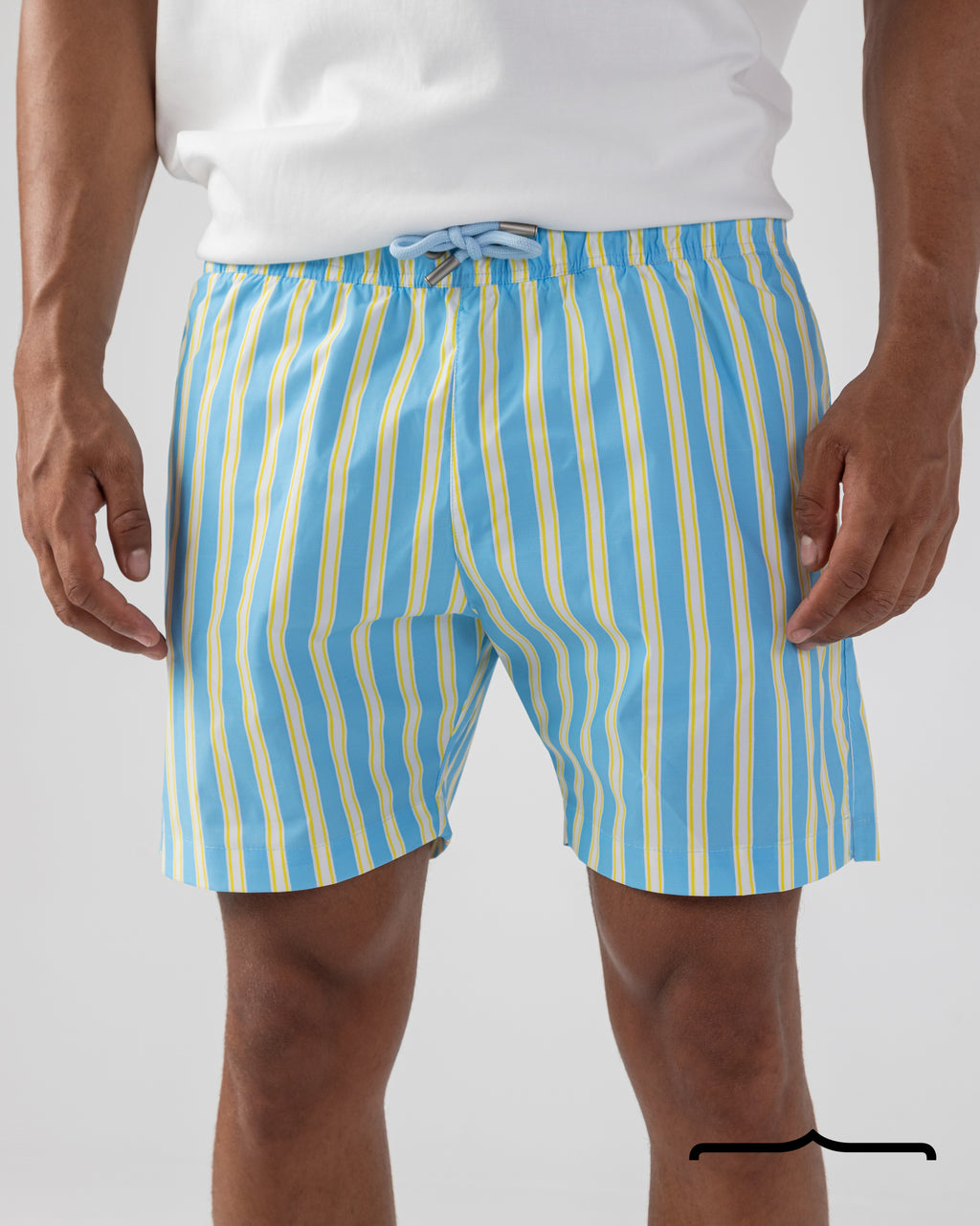 Riviera Stripe Swim Shorts Aqua x Butter Yellow