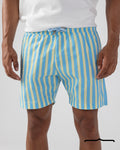 Riviera Stripe Swim Shorts Aqua x Butter Yellow