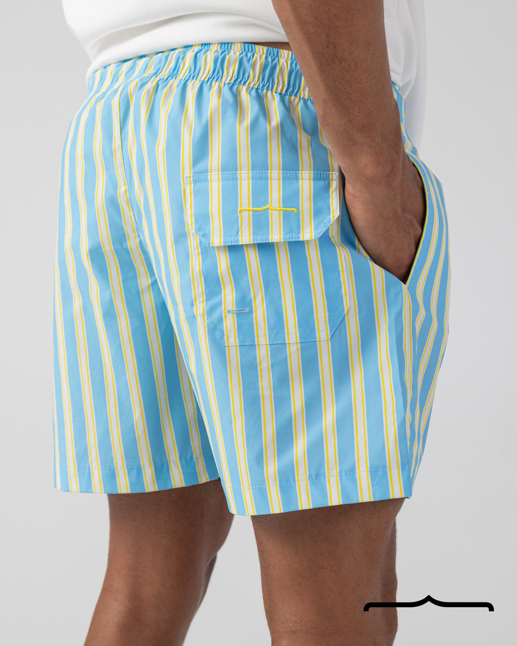 Riviera Stripe Swim Shorts Aqua x Butter Yellow