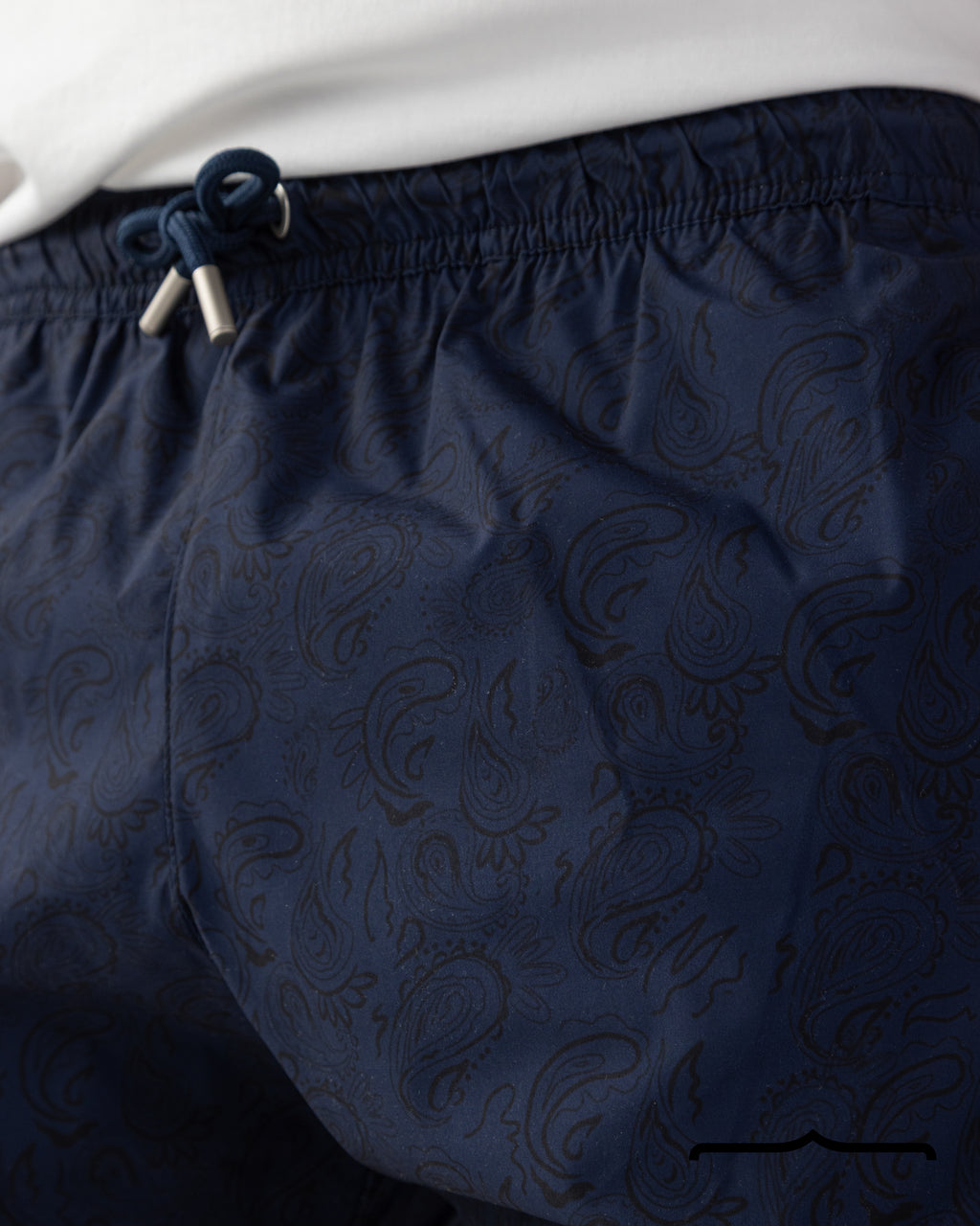 Damask Paisley Swim Shorts in Navy