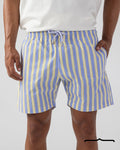 Riviera Stripe Swim Shorts in Lavender x Butter Yellow