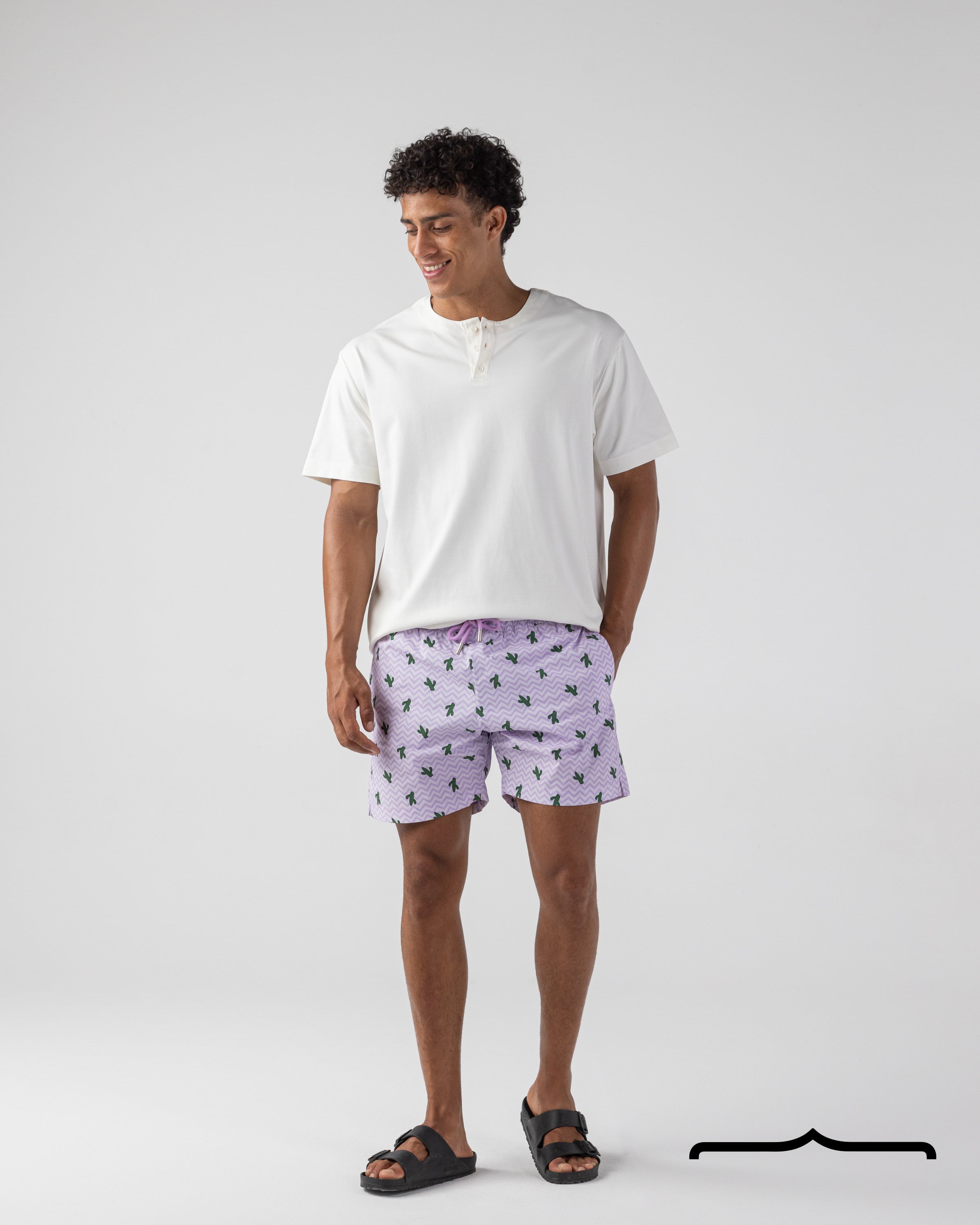 Cactus Swim Shorts in Purple