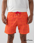 Maze Mosaic Swim Shorts in Red x Orange