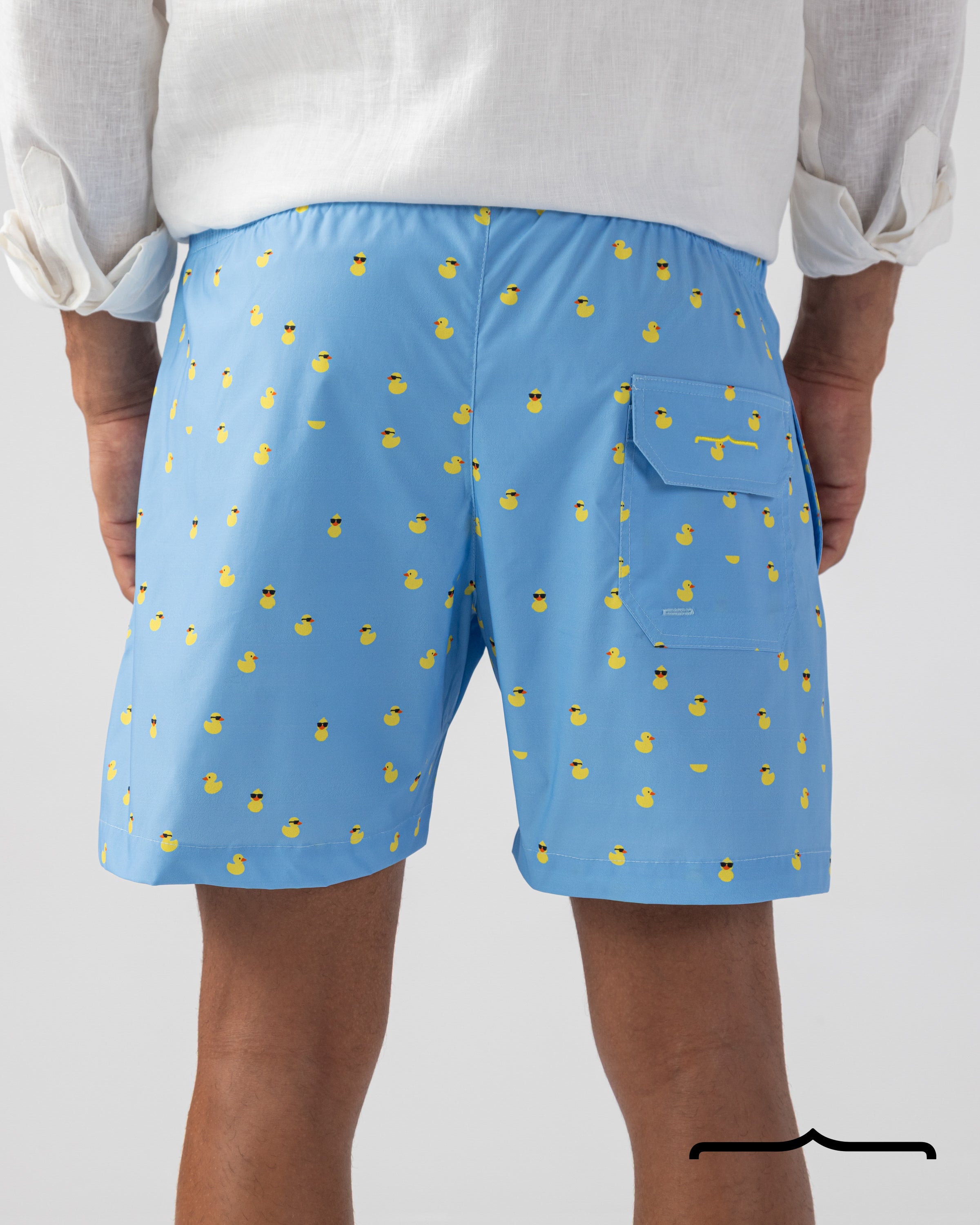 Floating Ducks Swim Shorts in Blue