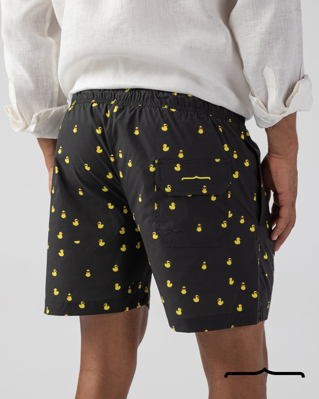 Floating Ducks Swim Shorts in Black
