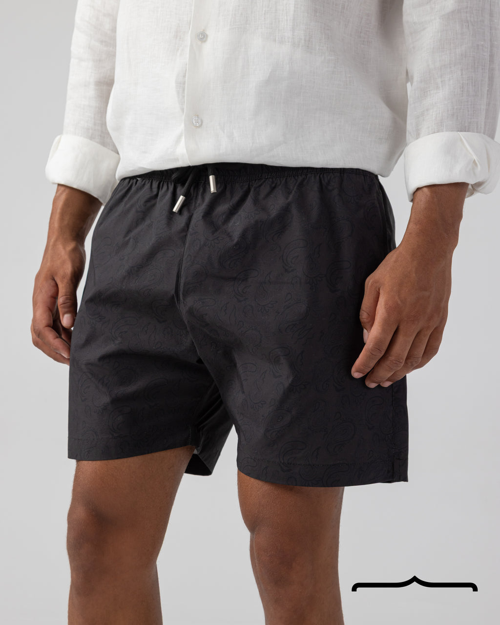 Damask Paisley Swim Shorts in Chocolate Brown