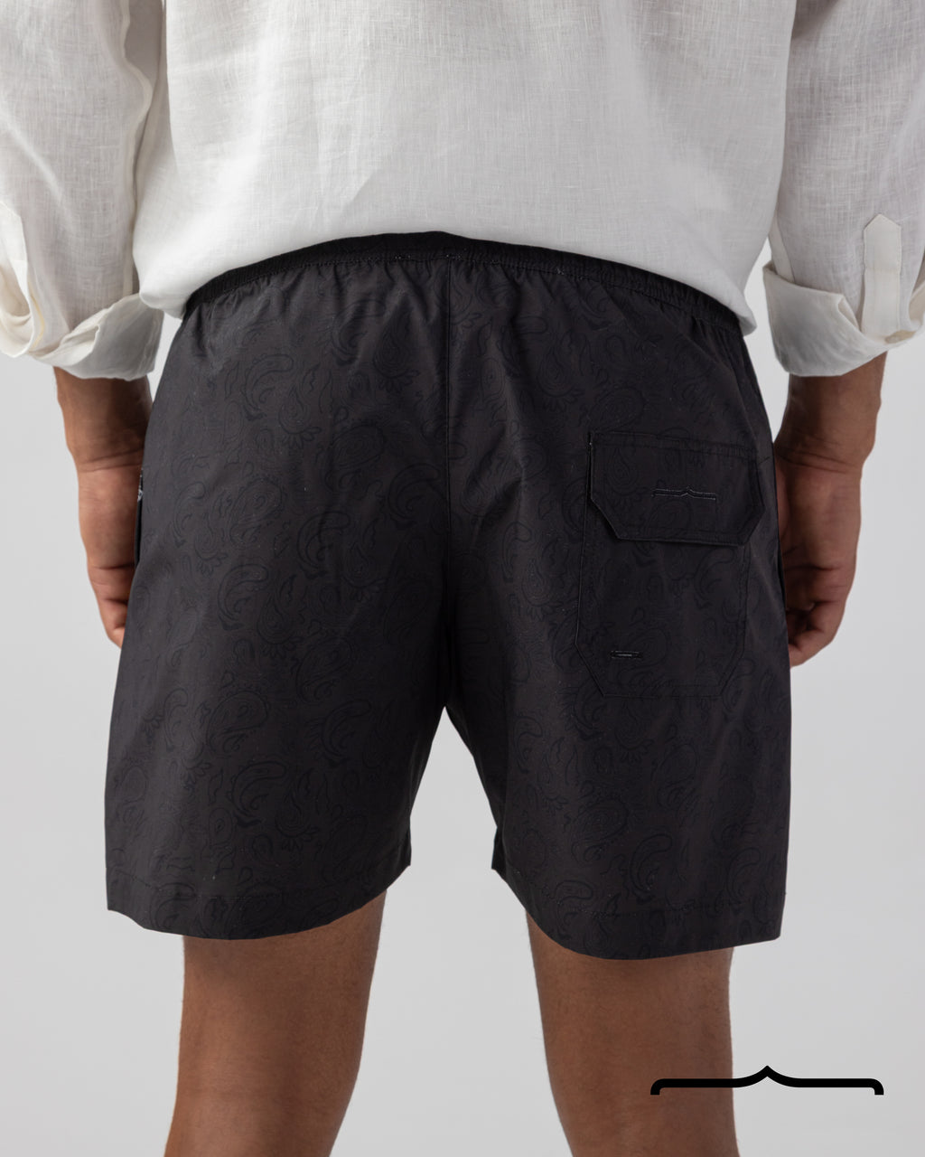 Damask Paisley Swim Shorts in Chocolate Brown
