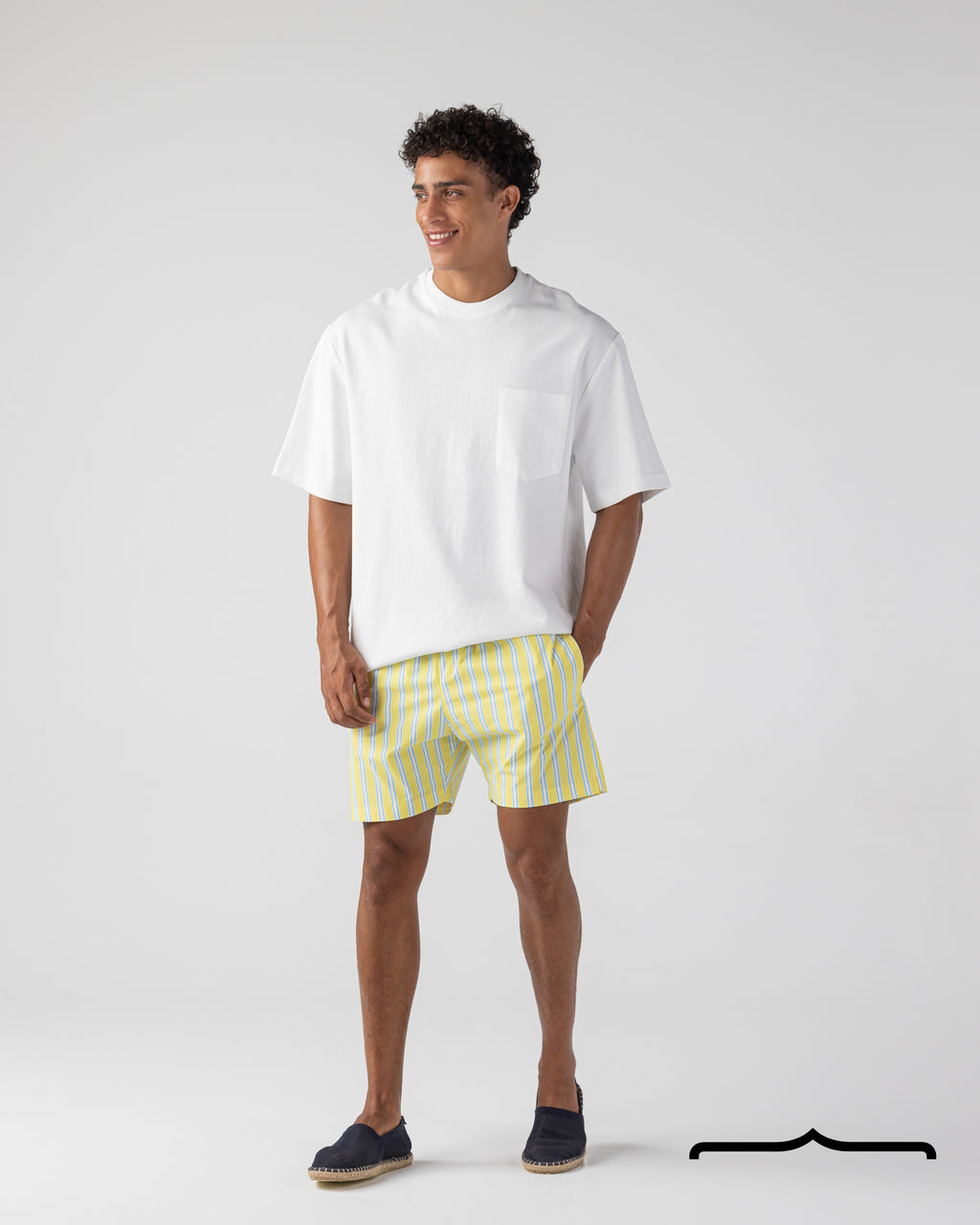 Riviera Stripe Swim Shorts Yellow x Azure Blue