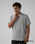 Crew neck Striped Knit T-Shirt in Grey