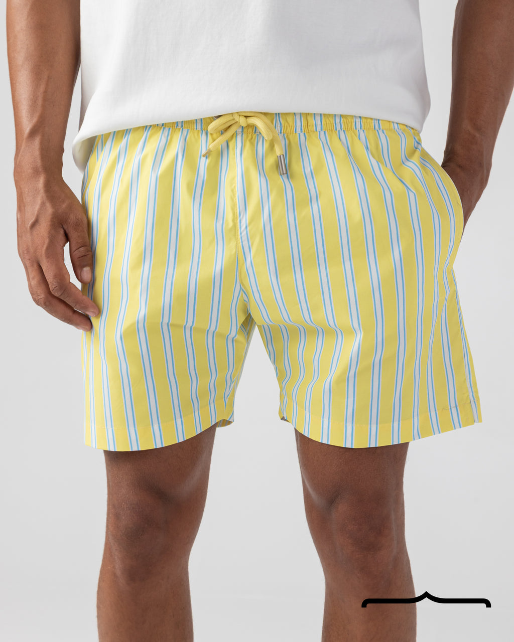 Riviera Stripe Swim Shorts Yellow x Azure Blue