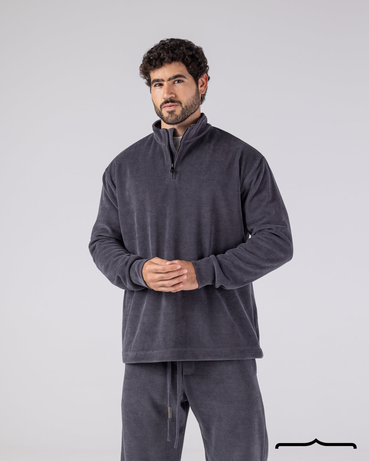 Textured Sweatshirt Set in Dark Grey