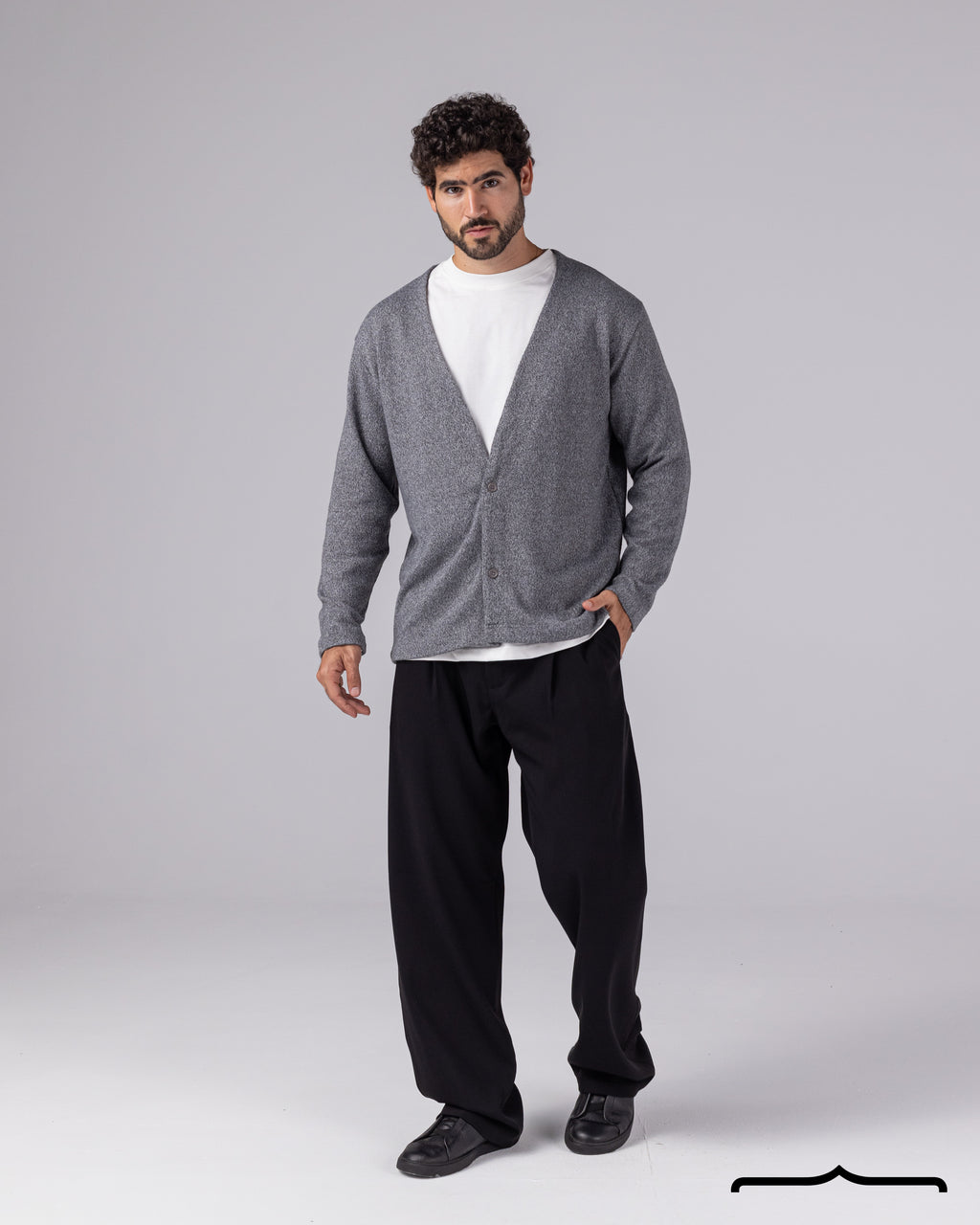 Open Chest Cardigan in Dark Grey
