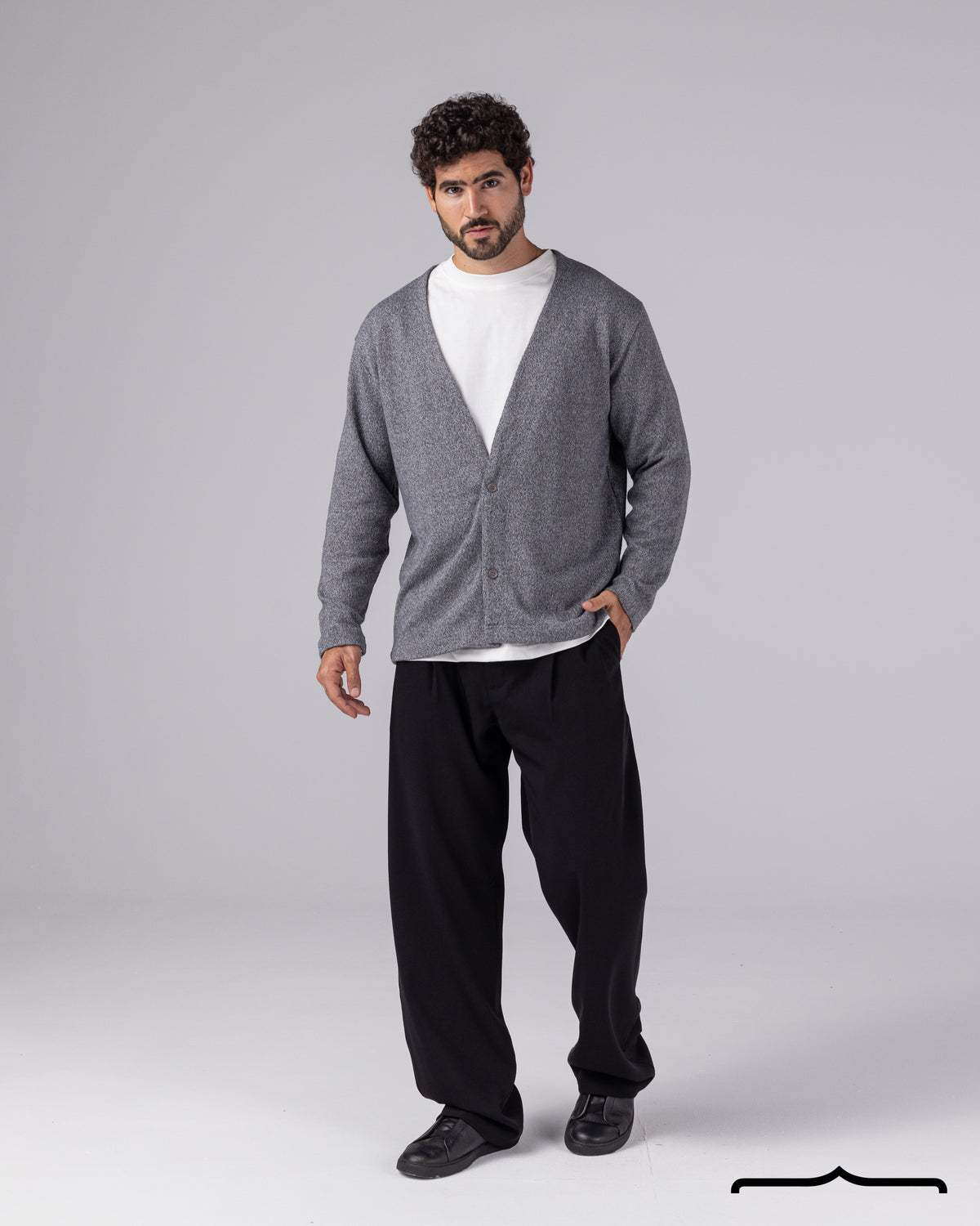 Open Chest Cardigan in Dark Grey