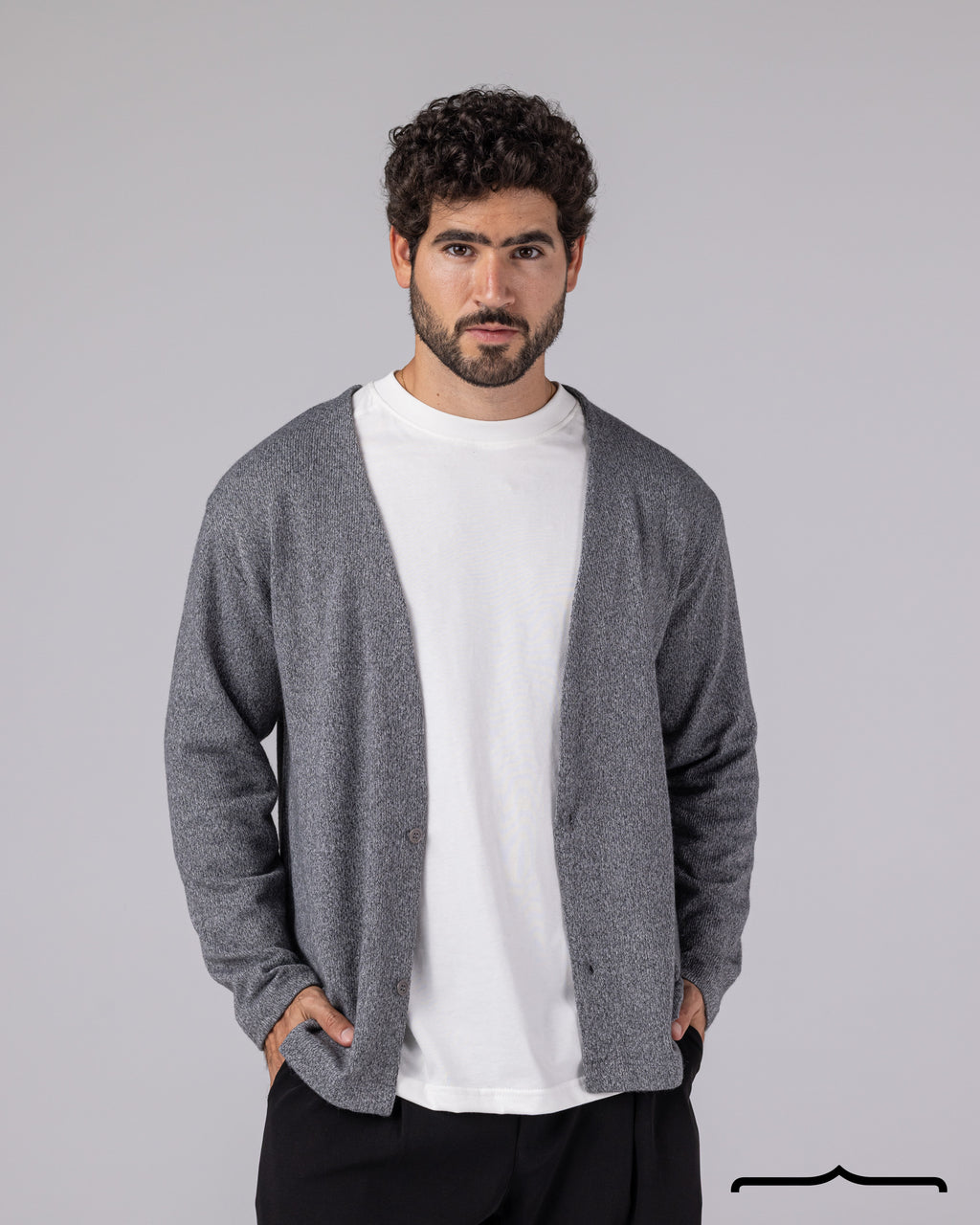 Open Chest Cardigan in Dark Grey