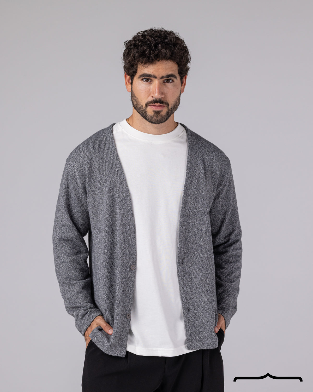 Open Chest Cardigan in Dark Grey