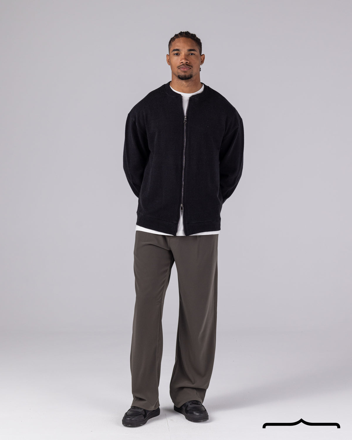 Double Zipper Cardigan in Black