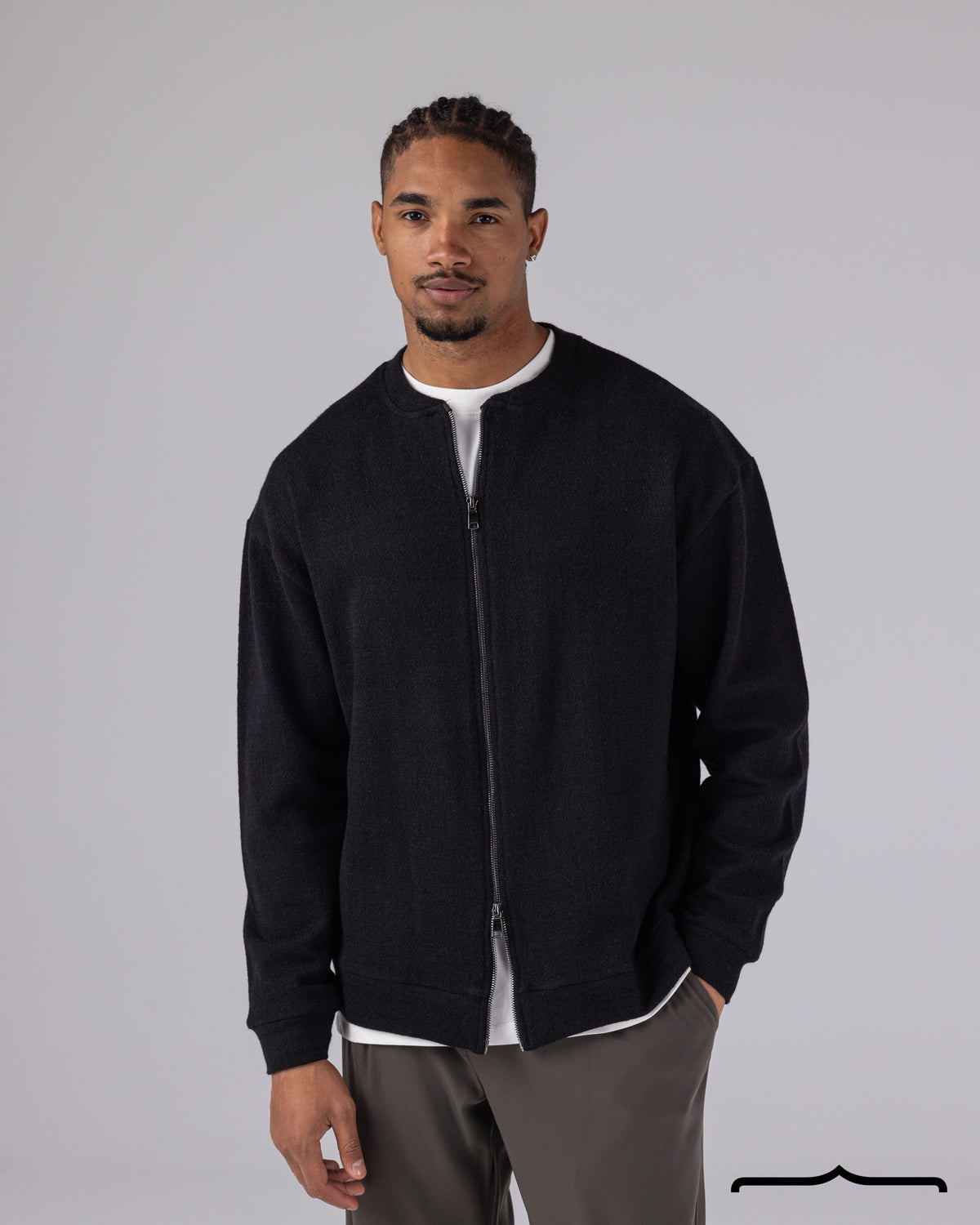 Double Zipper Cardigan in Black