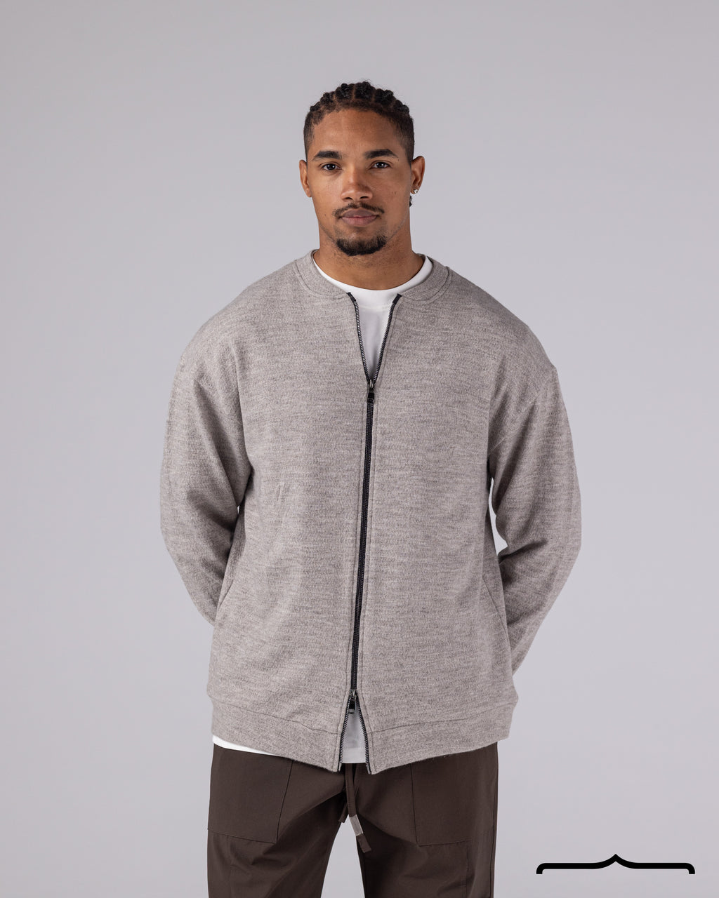 Double Zipper Cardigan in Beige