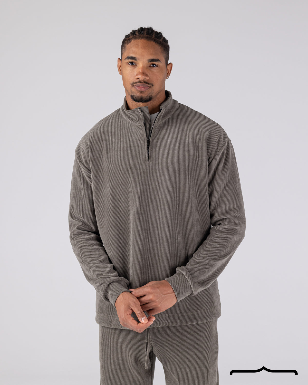 Textured Sweatshirt Set in Olive