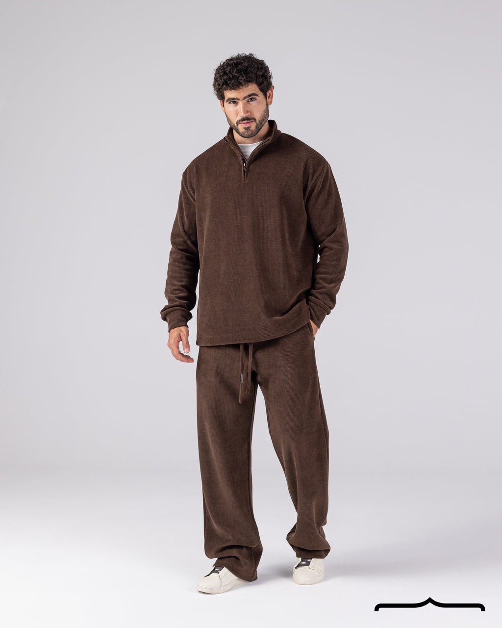 Textured Sweatshirt Set in Brown