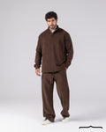 Textured Sweatshirt Set in Brown