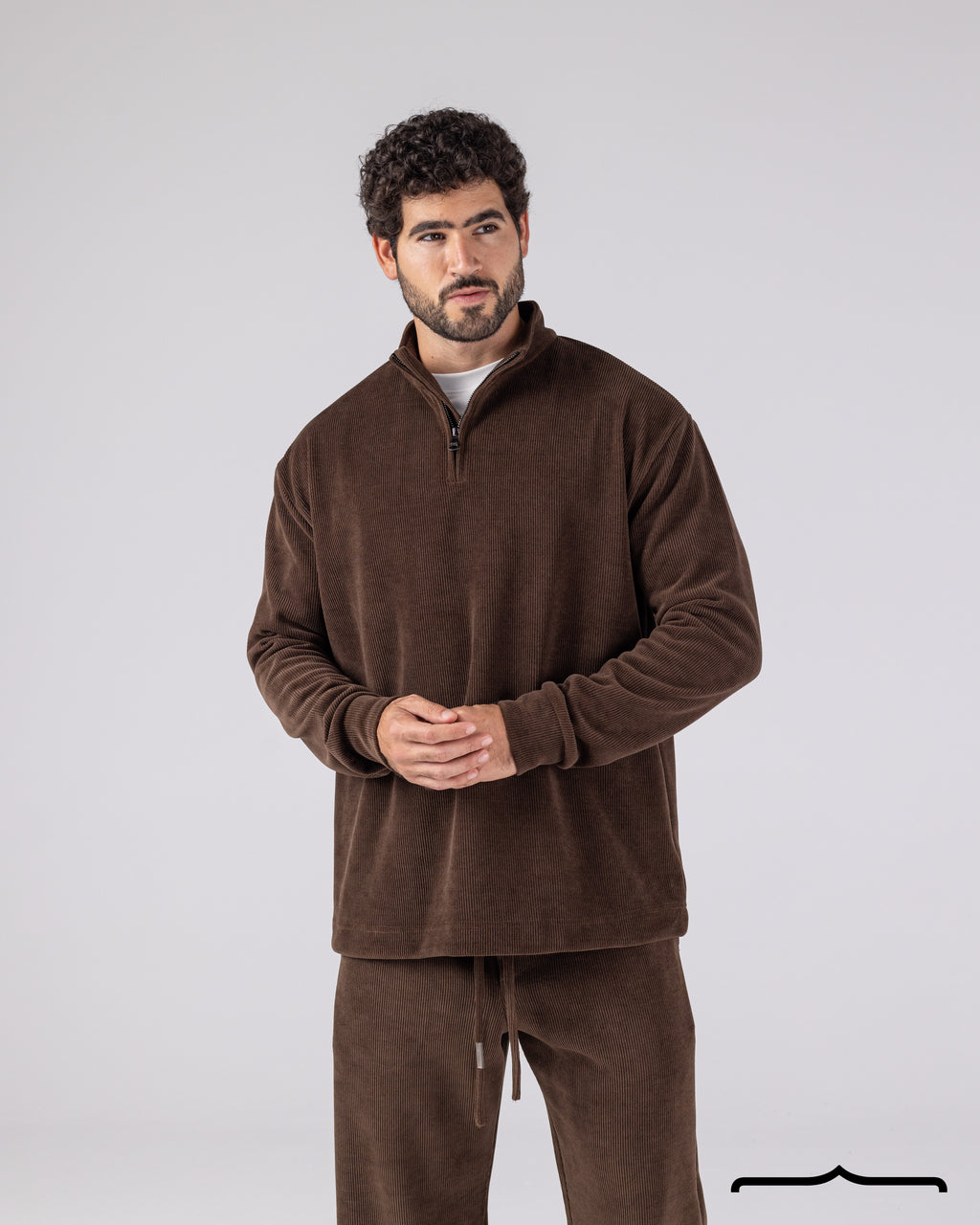 Textured Sweatshirt Set in Brown