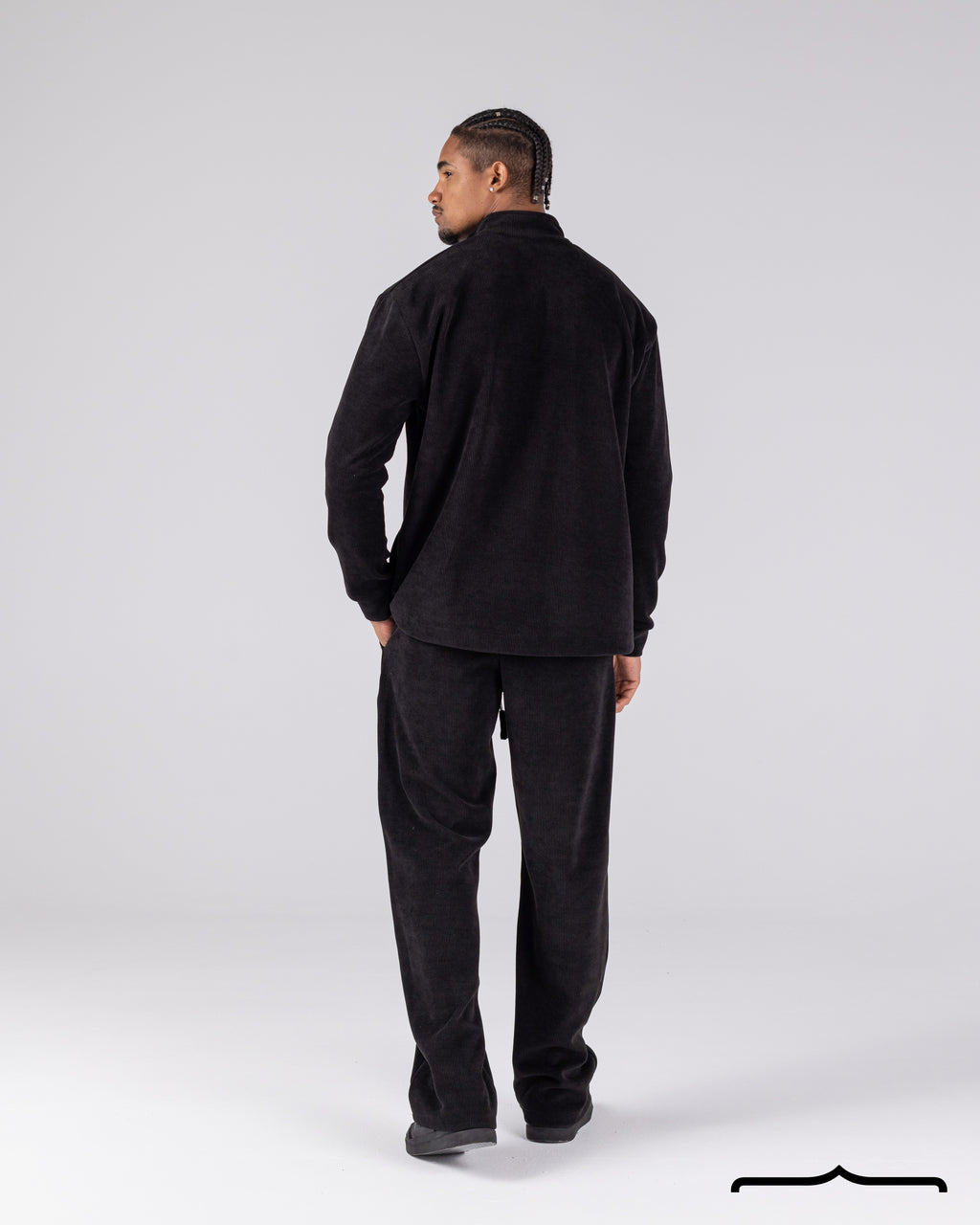 Textured Sweatshirt Set in Black