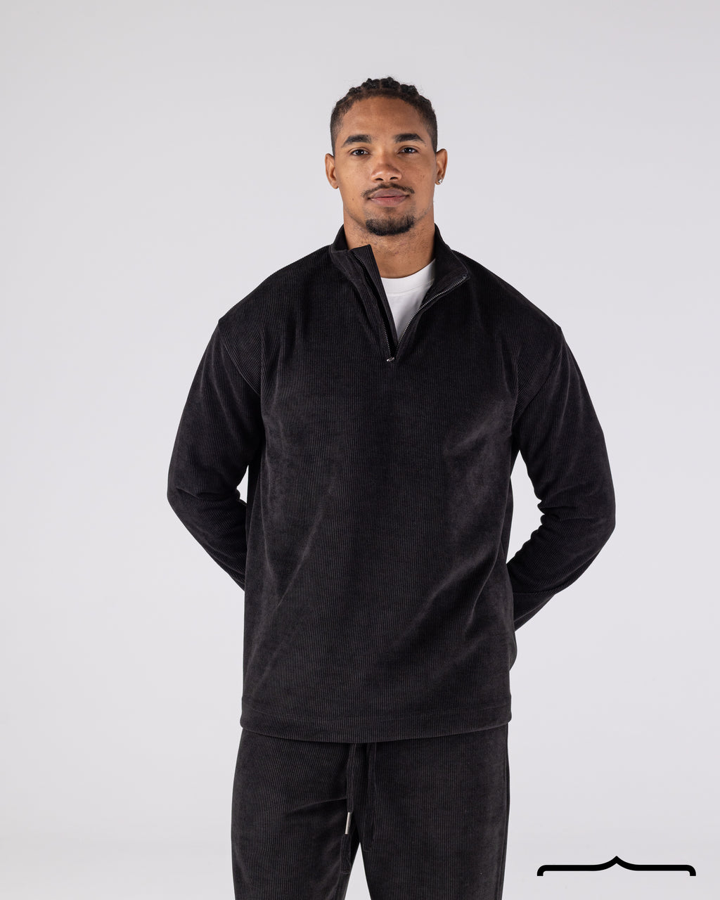 Textured Sweatshirt Set in Black