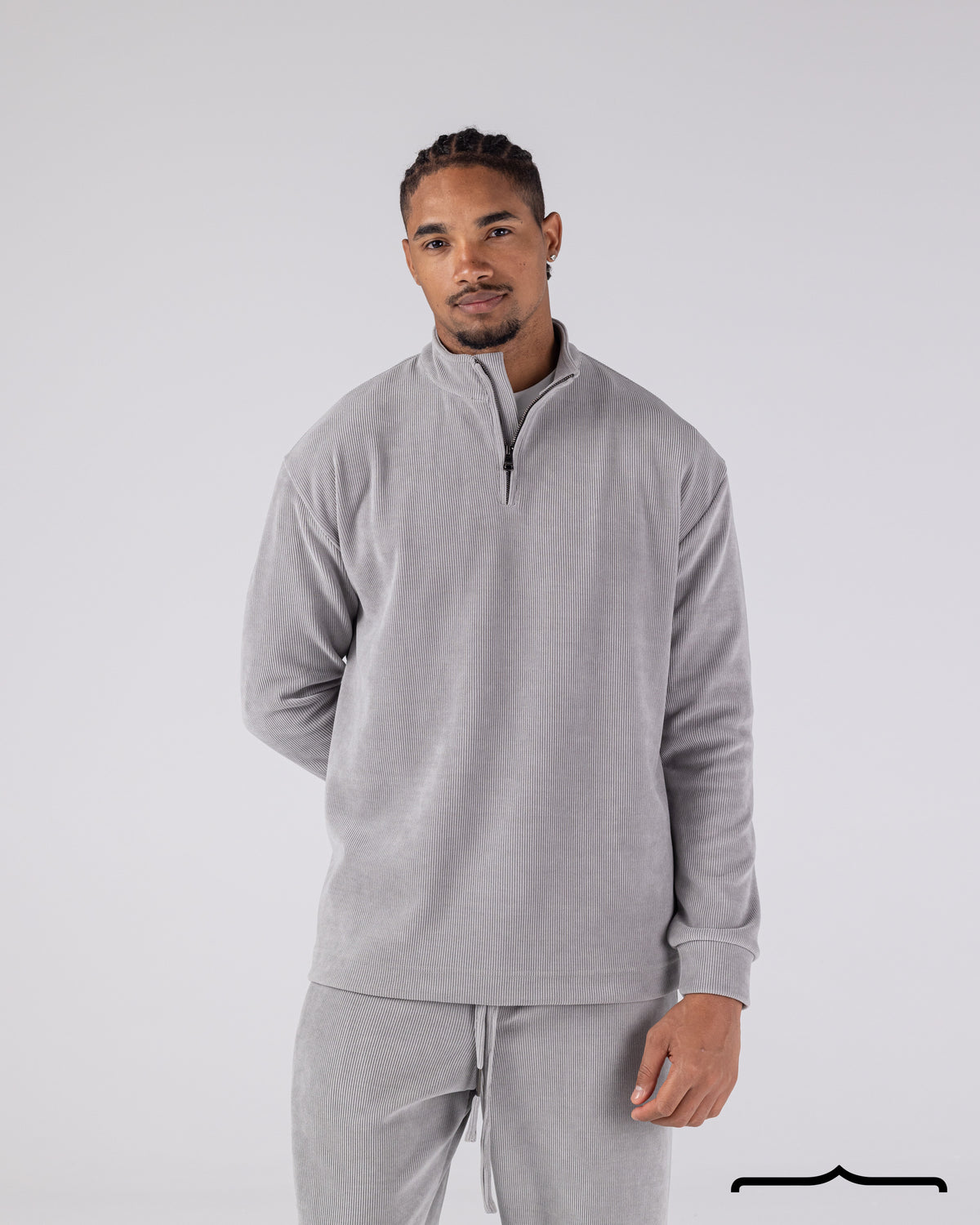 Textured Sweatshirt Set in Light Grey