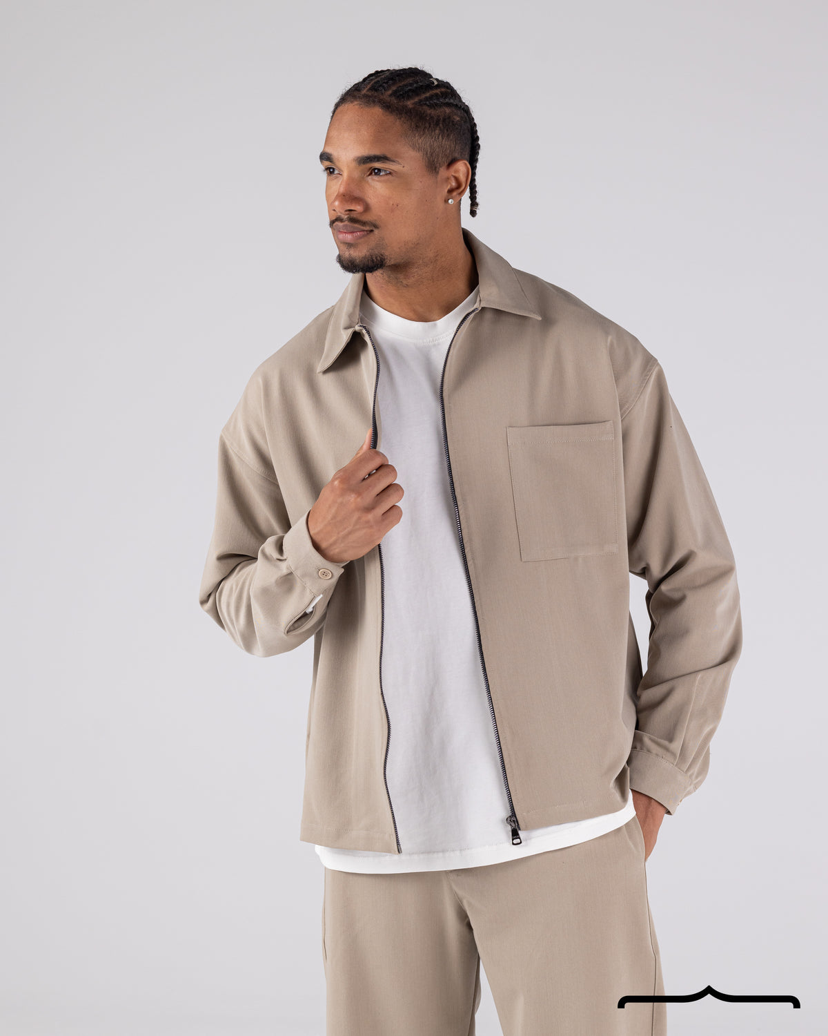Signature Shacket in Beige