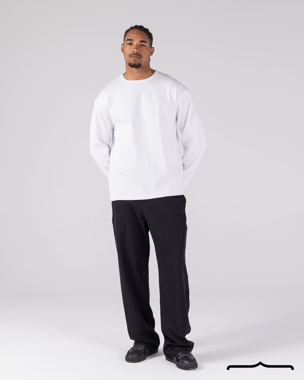 Long Sleeve Ribbed T-shirt in white