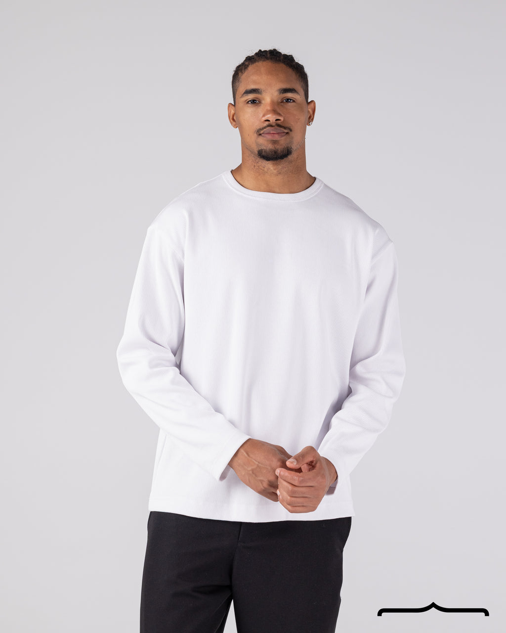 Long Sleeve Ribbed T-shirt in white
