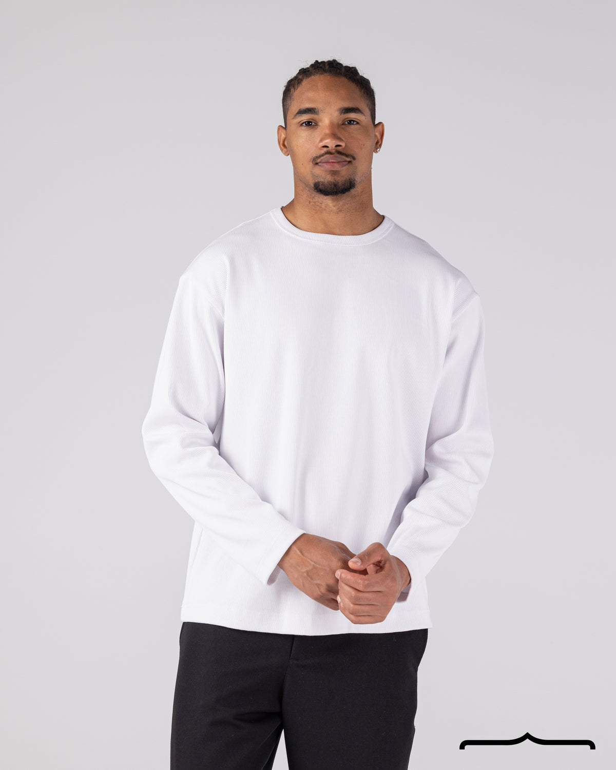 Long Sleeve Ribbed T-shirt in white