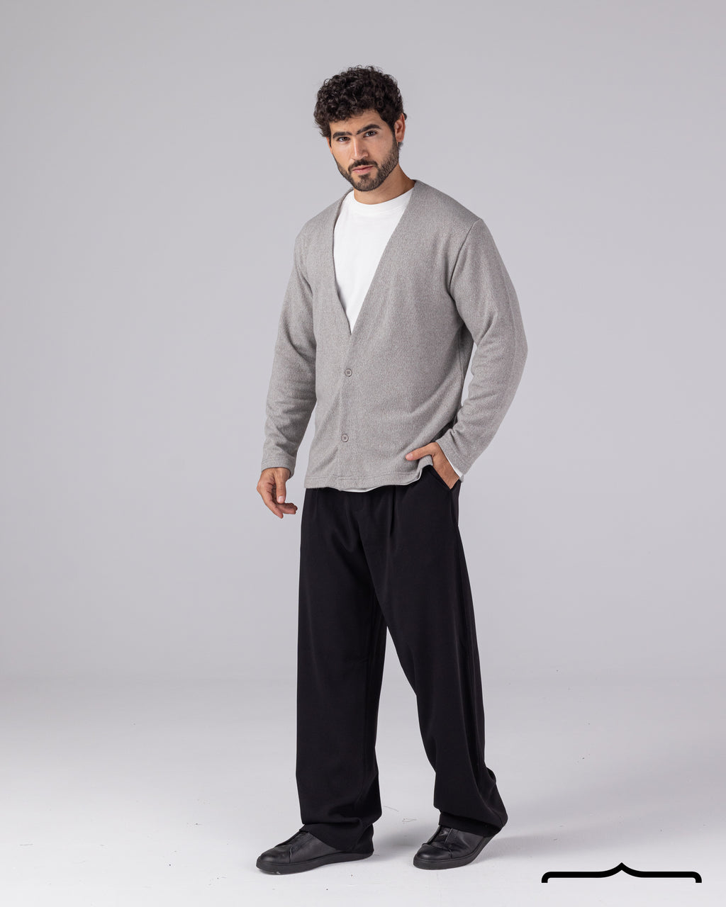 Open Chest Cardigan in Light Grey