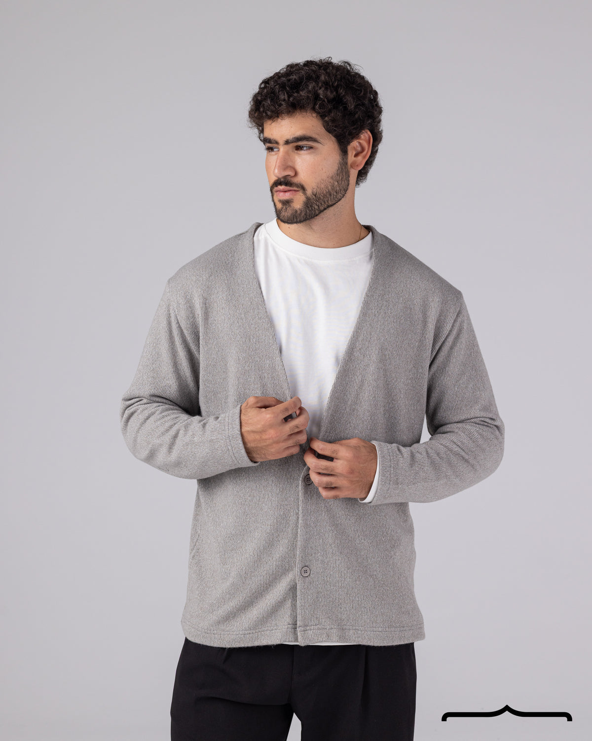 Open Chest Cardigan in Light Grey