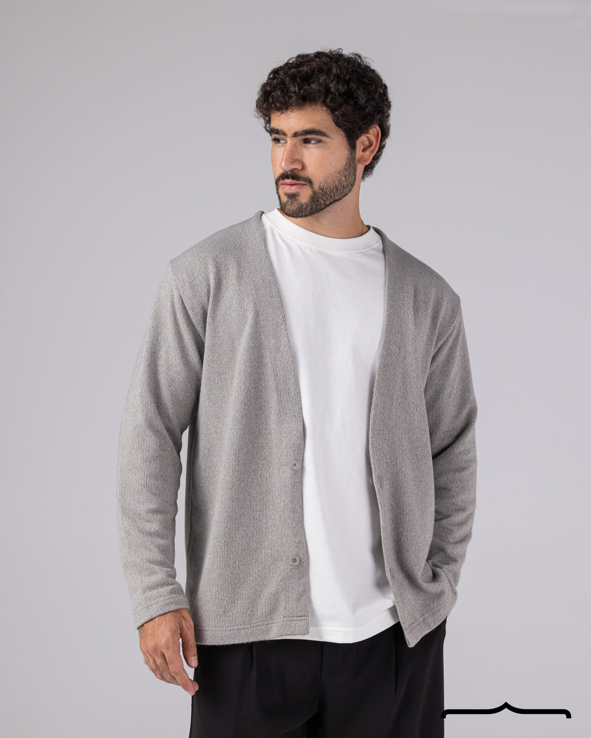 Open Chest Cardigan in Light Grey