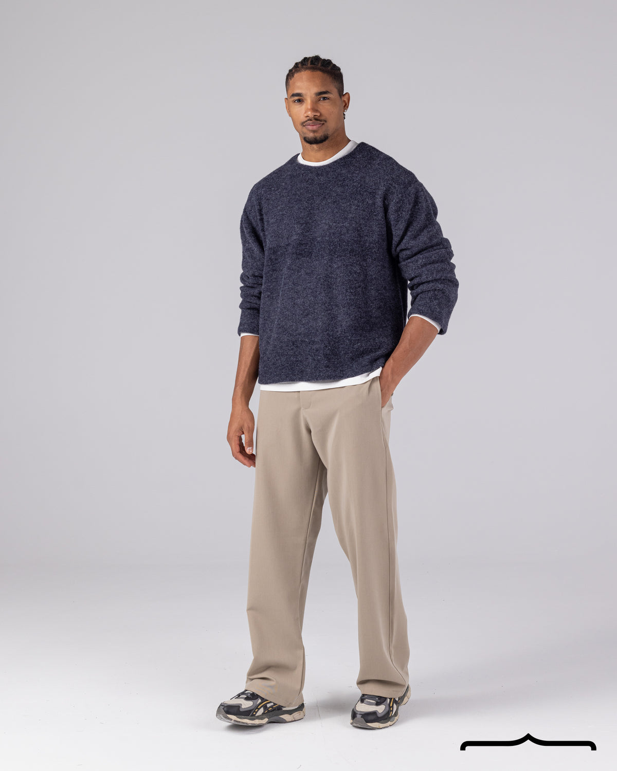 Brushed Pullover in Navy Blue