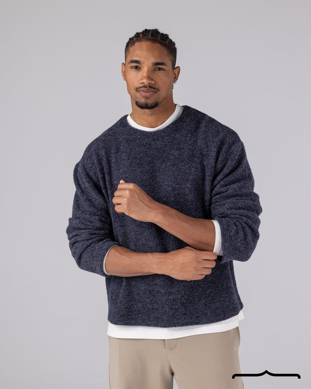 Brushed Pullover in Navy Blue