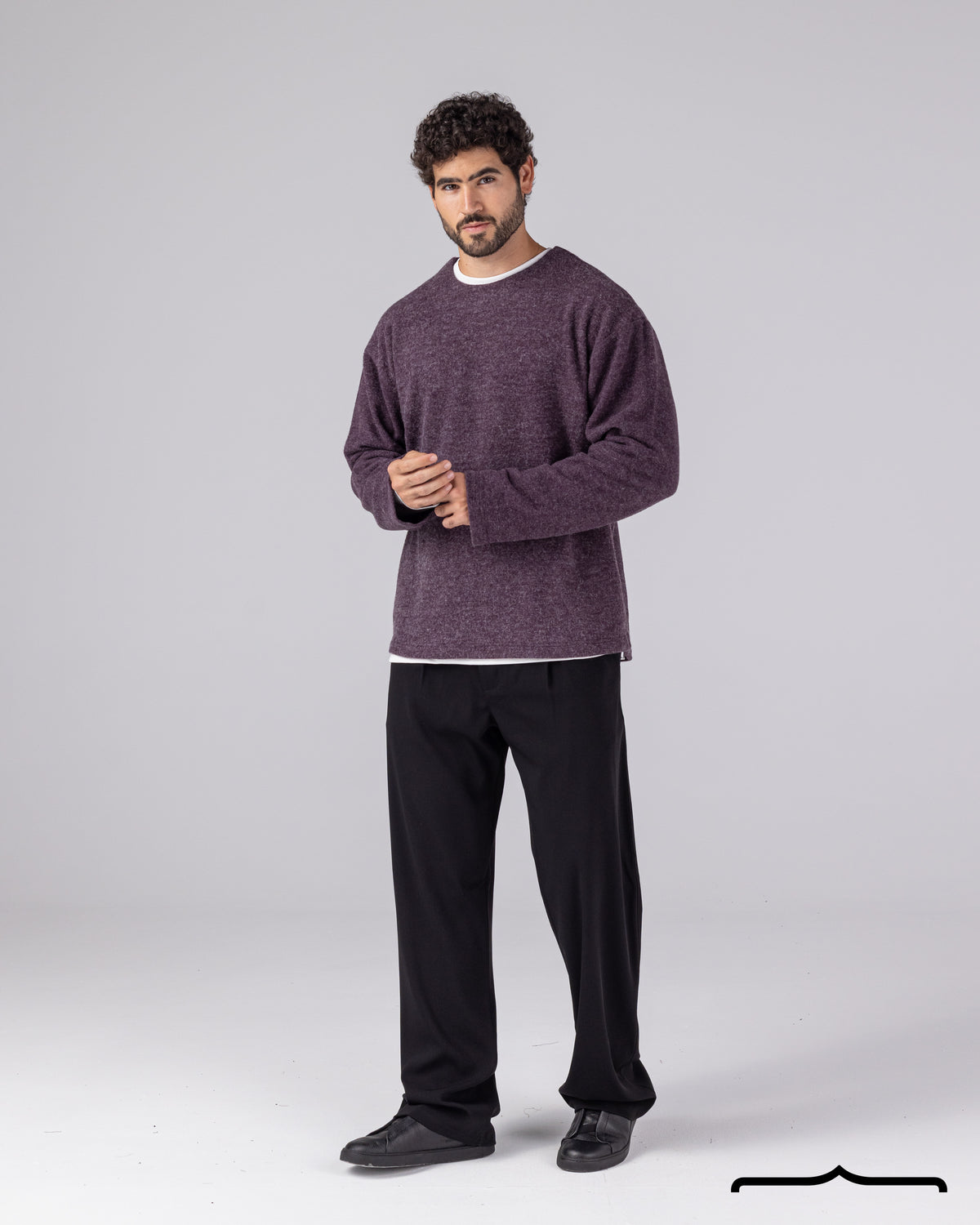 Brushed Pullover in Dark Purple