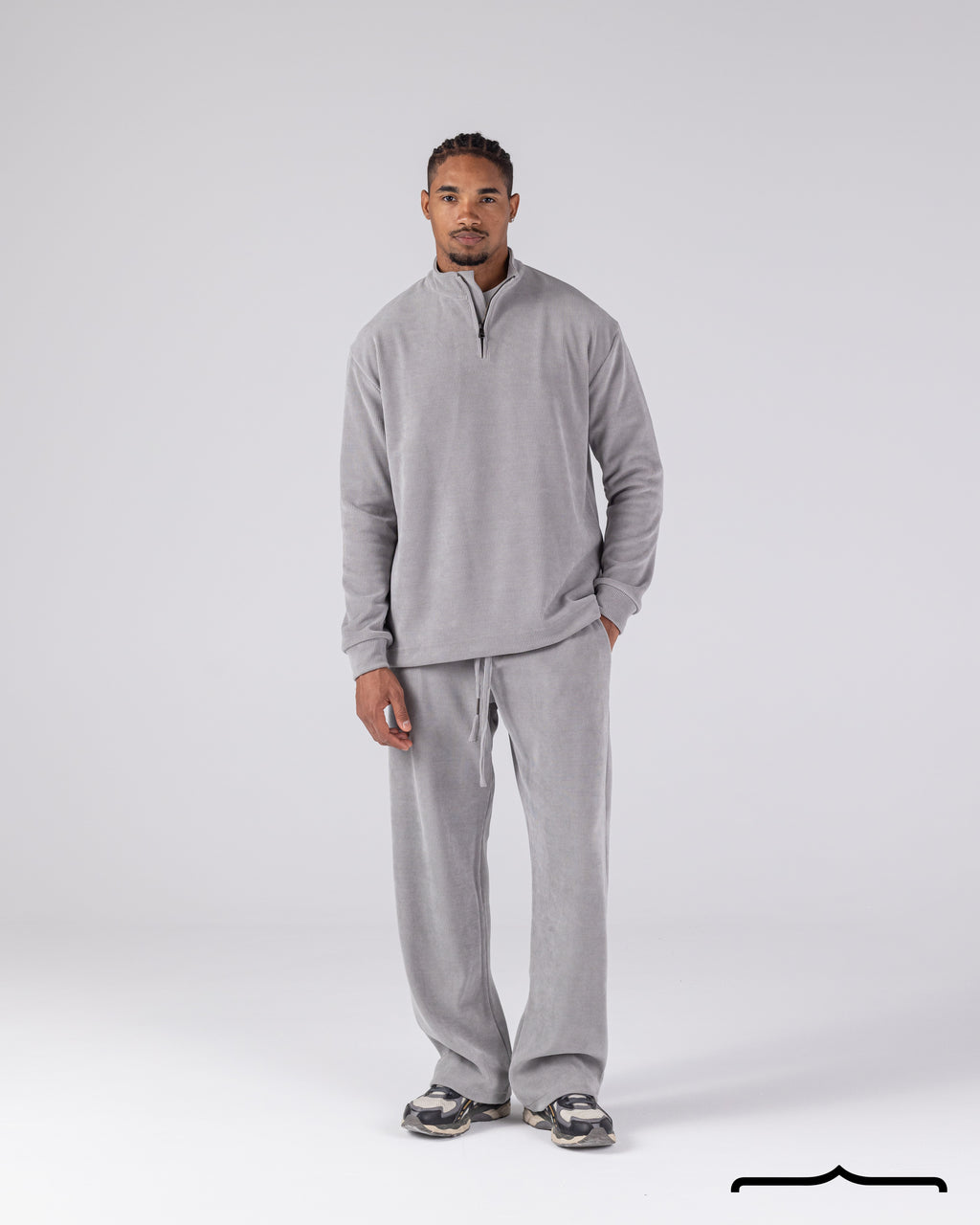 Textured Sweatshirt Set in Light Grey