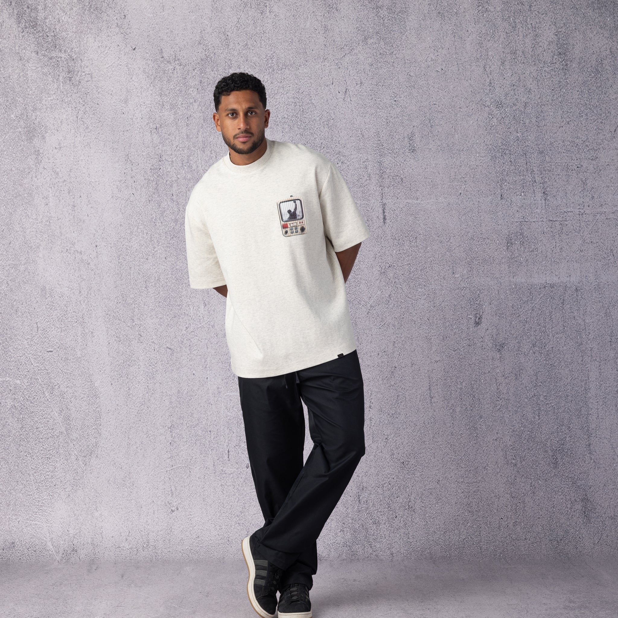 Rocky Printed Oversize T-shirt in Light Grey