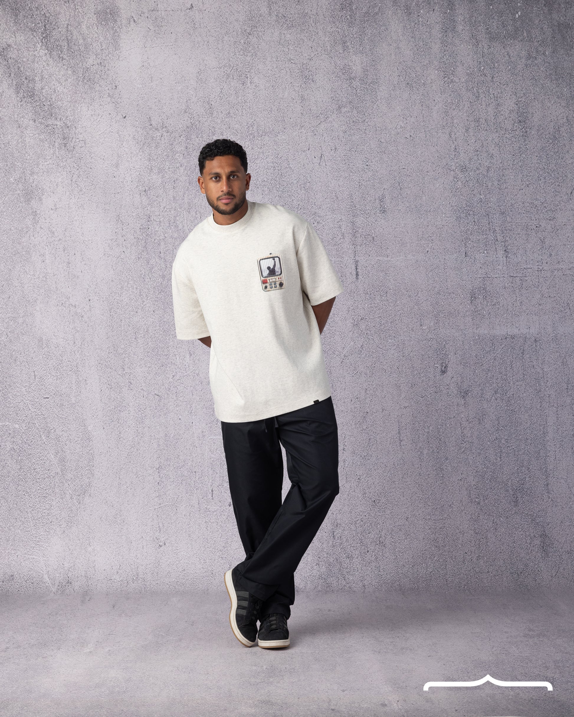 Rocky Printed Oversize T-shirt in Light Grey
