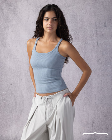 Ribbed Basic Top in Baby Blue