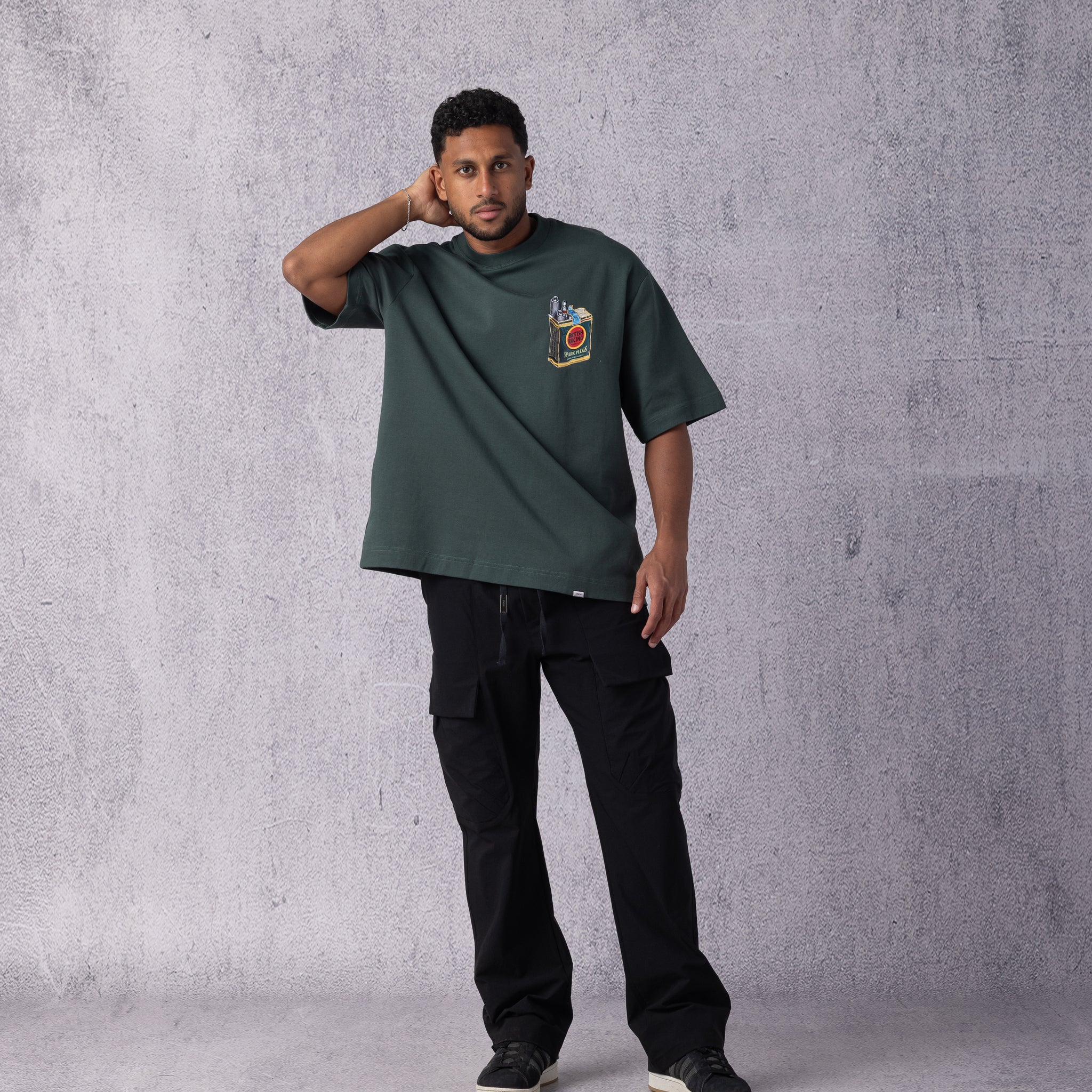 Spark Plug Oversize T-shirt in Olive