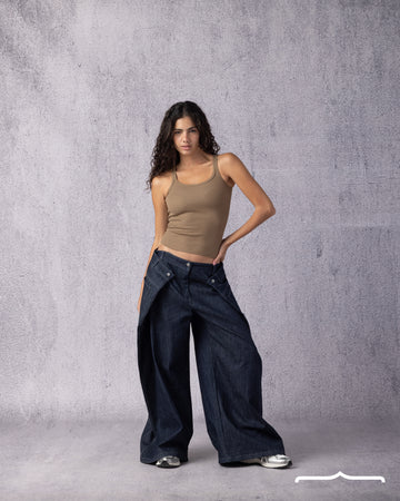 Ribbed Basic Top in Brown
