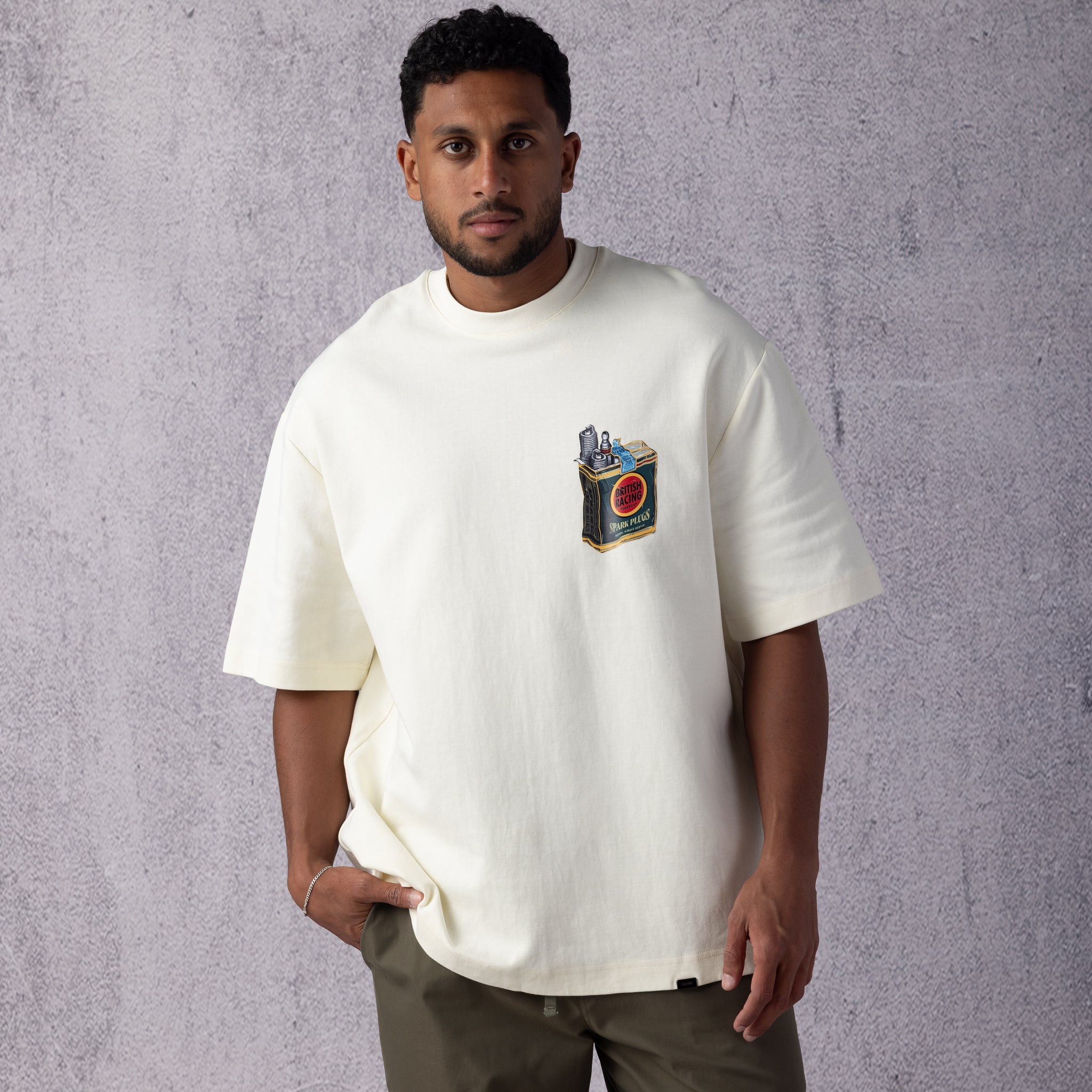 Spark Plug Oversize T-shirt in Cream